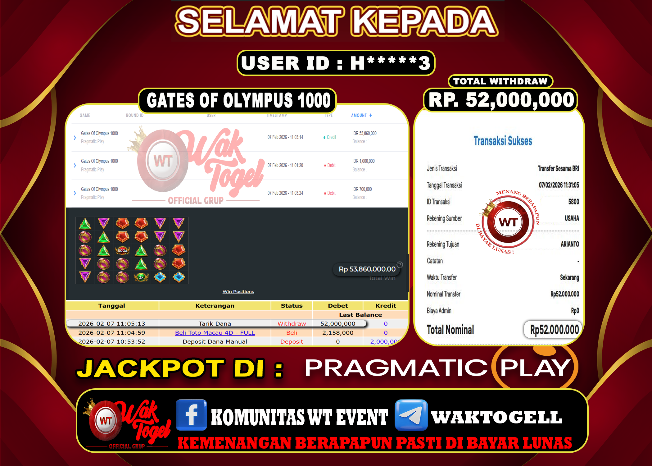 BUKTI PEMBAYARAN SLOT WAKTOGEL