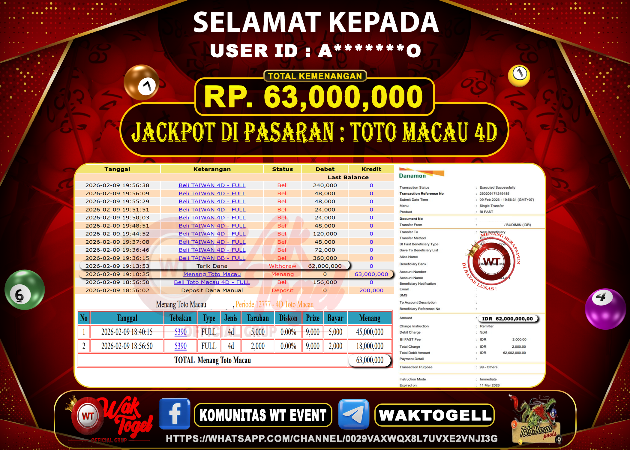 BUKTI PEMBAYARAN TOTO MACAU 4D WAKTOGEL
