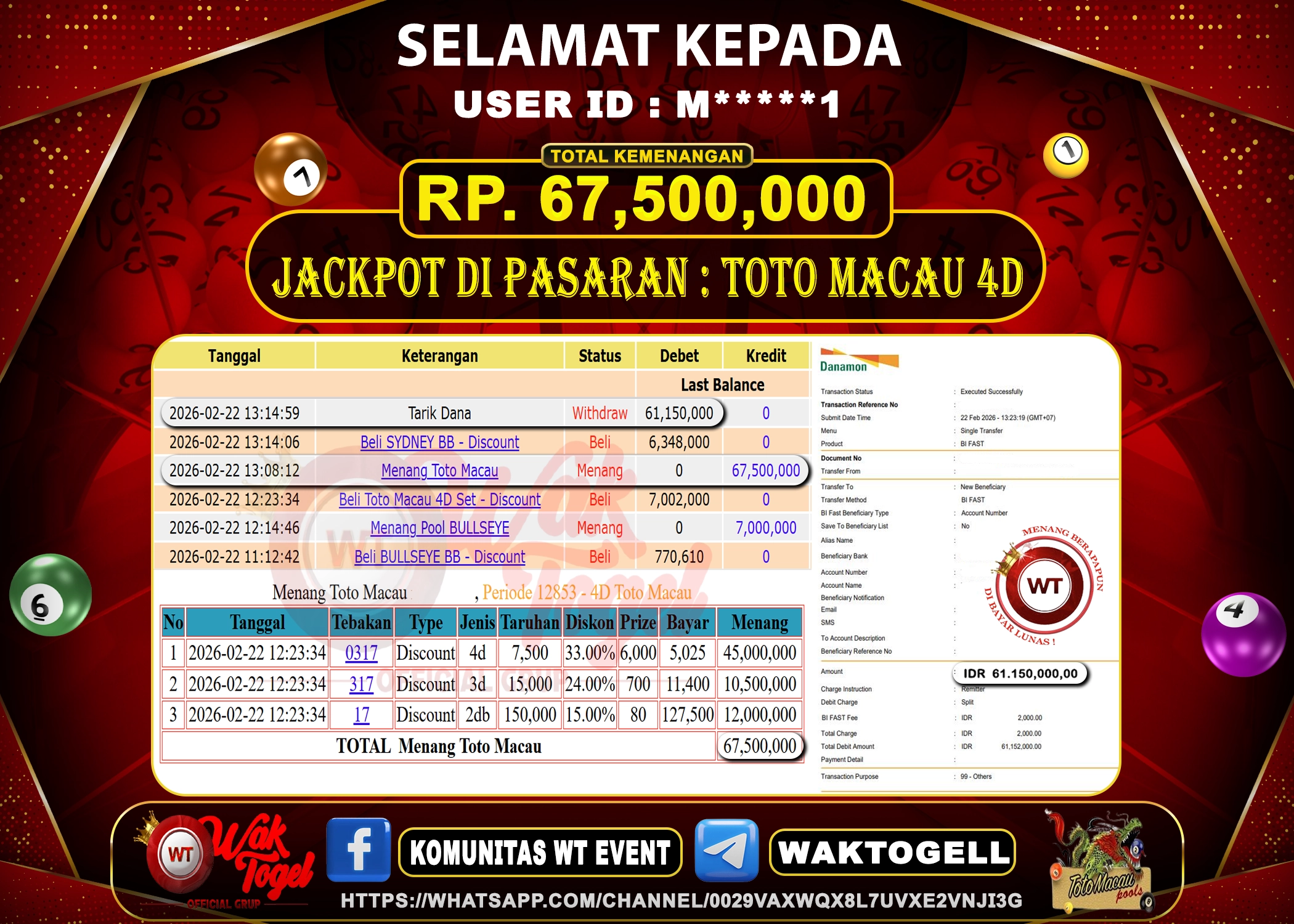 BUKTI PEMBAYARAN TOTO MACAU 4D WAKTOGEL